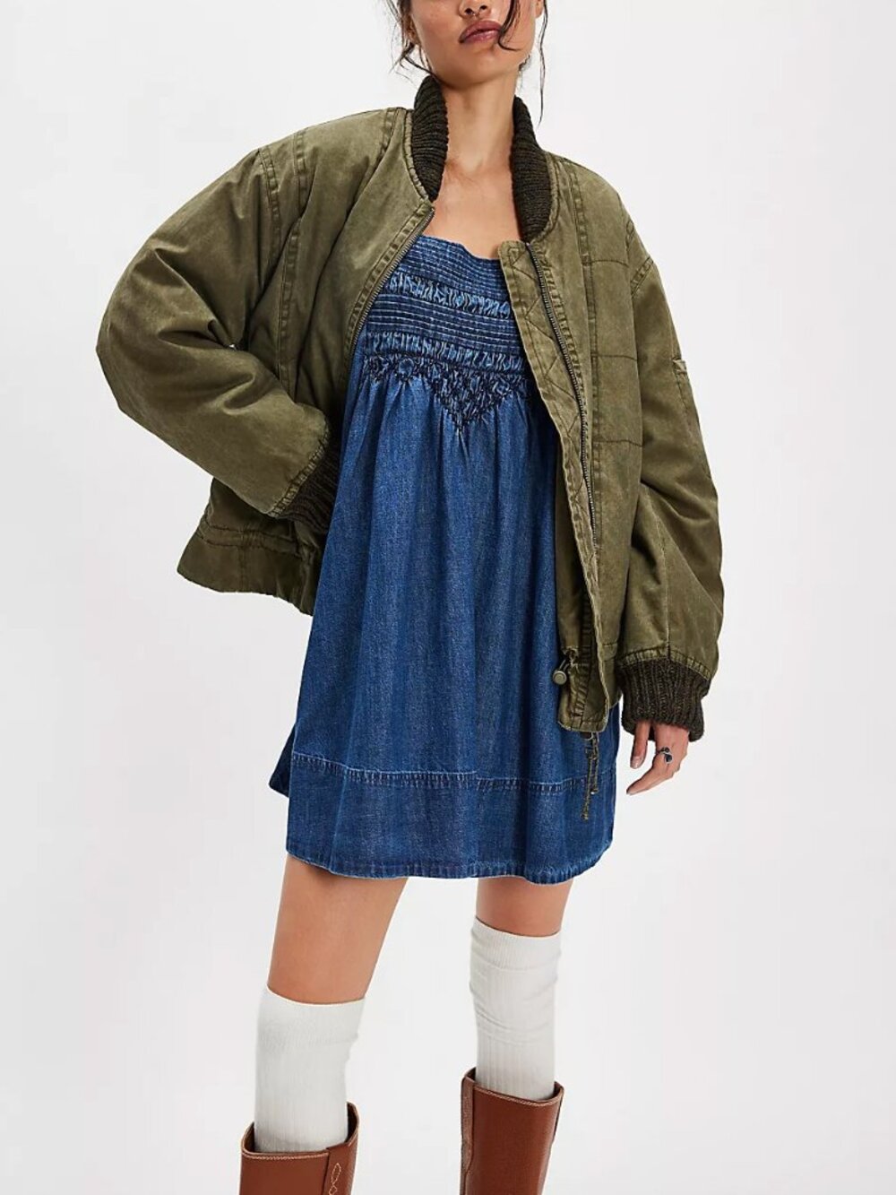 FREE PEOPLE Sonora Denim Mini Dress / Midnight Rinse - Picture 4 of 10